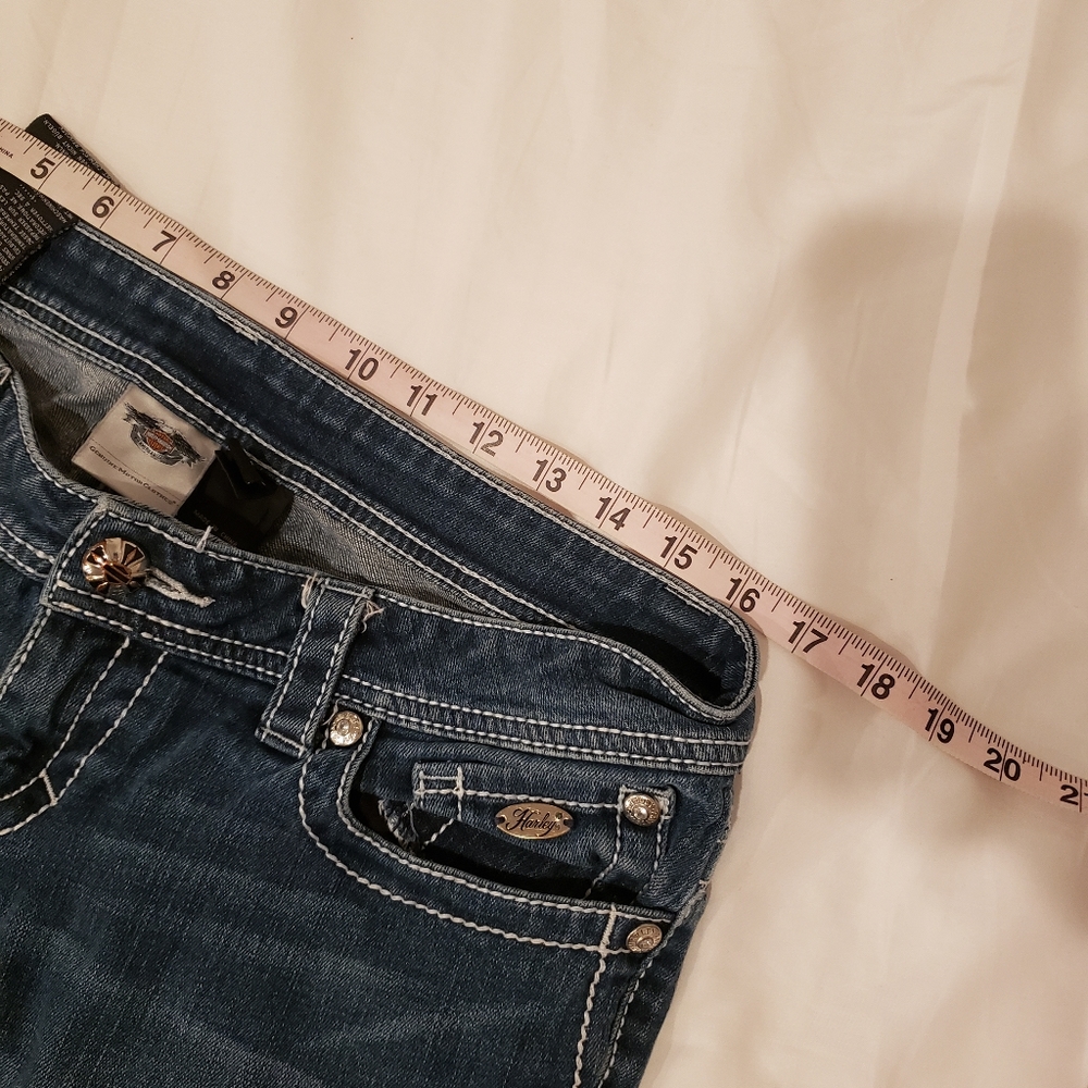 Harley-Davidson Blue Straight Leg Mid Waisted Jeans Size 12 - Picture 5 of 10